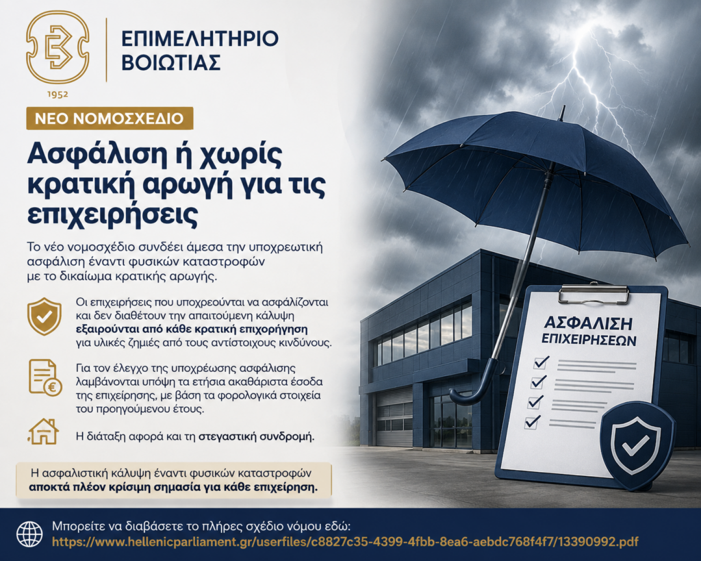 Νέα δεδομένα για την ασφάλιση των επιχειρήσεων έναντι φυσικών καταστροφών