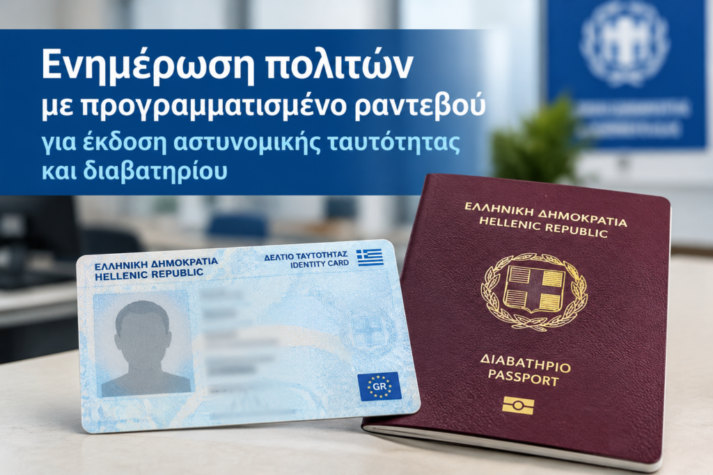 Ενημέρωση πολιτών με προγραμματισμένο ραντεβού για έκδοση αστυνομικής ταυτότητας και διαβατηρίου